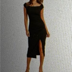 Back Cutout Ruched Midi Dress with Slit